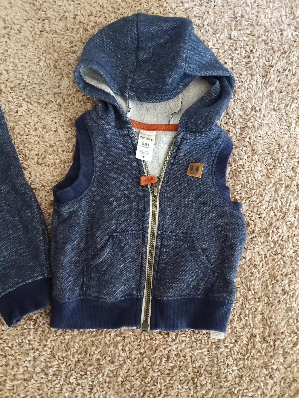 Carter's‎ Denim-Style Hooded Vest and Joggers Set - Navy